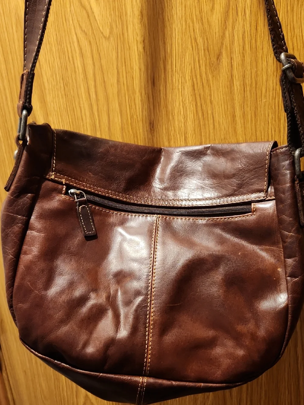 Jack Georges Dark Brown Leather Messenger Bag with Adjustable Strap